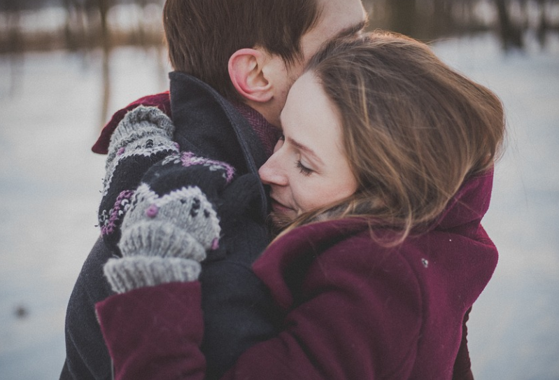 Hugging a depressed man